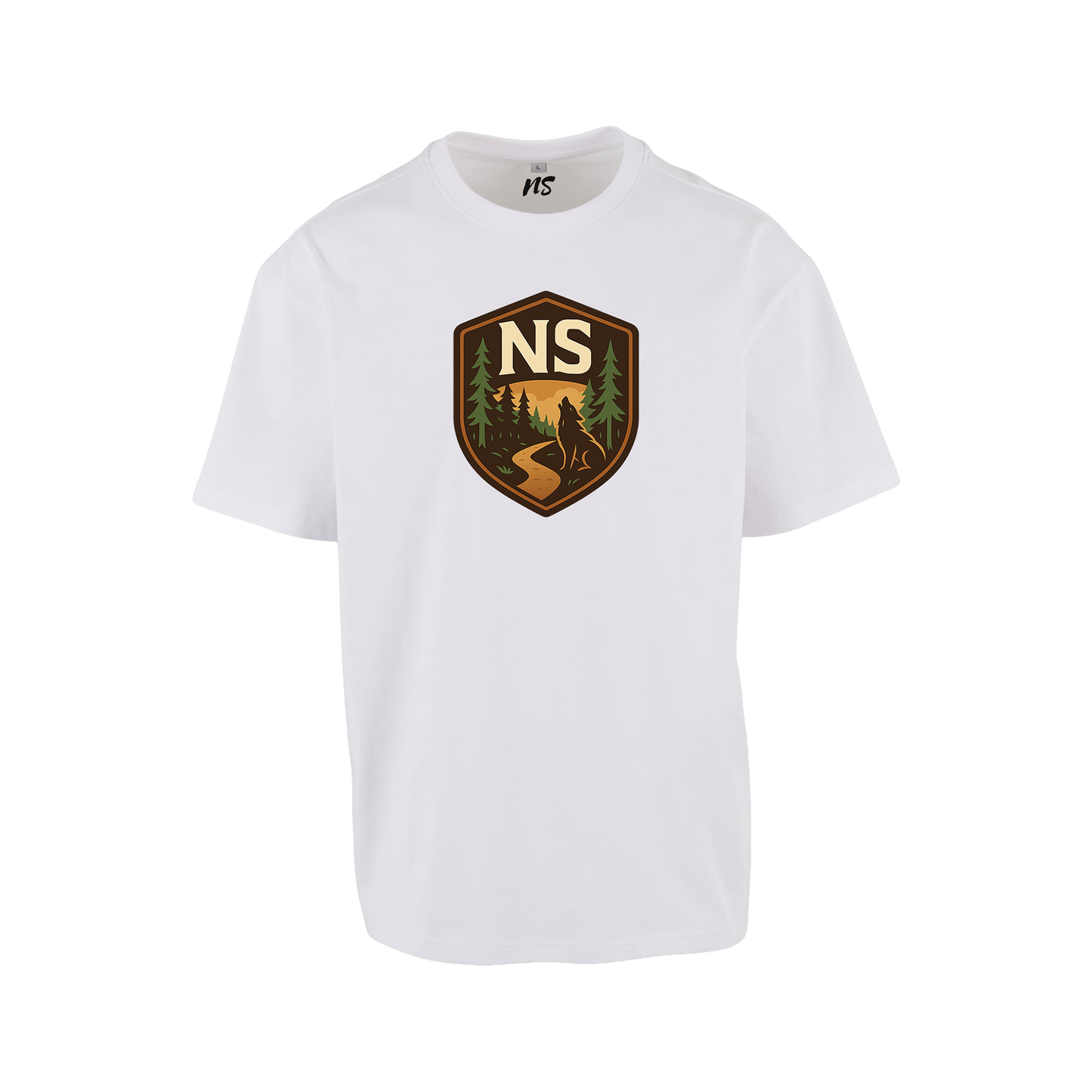 NS Howl Loose T-shirt i Snow – fram med vargtryck