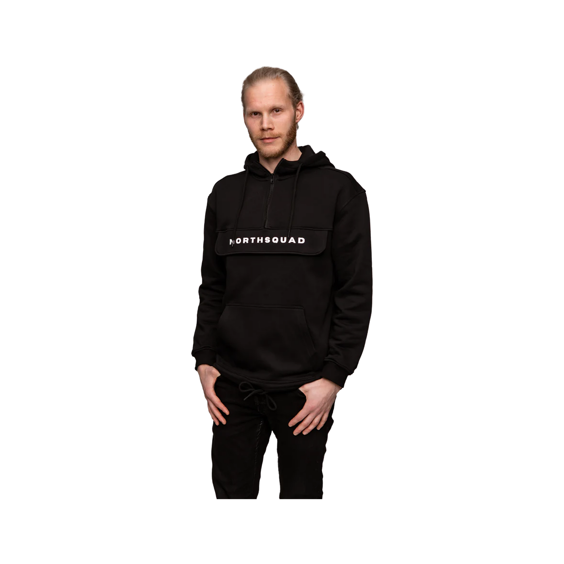 NS Hailstorm Hoodie i Black Ice – fram med bröstficka