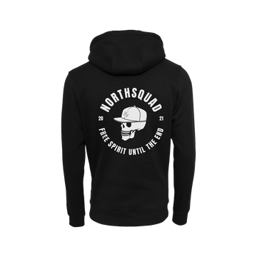 NS Rebel Hoodie i Black Ice – stort tryck på ryggen