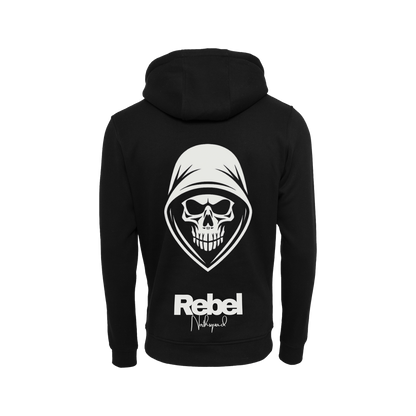 NS Rebel 2.0 Hoodie i Black Ice – stort tryck på ryggen