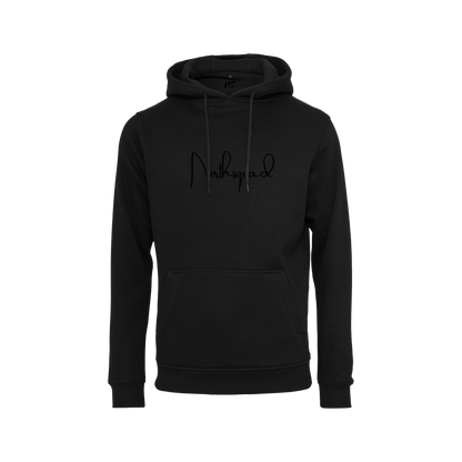 NS Seamless Hoodie svart – detalj silikontryck