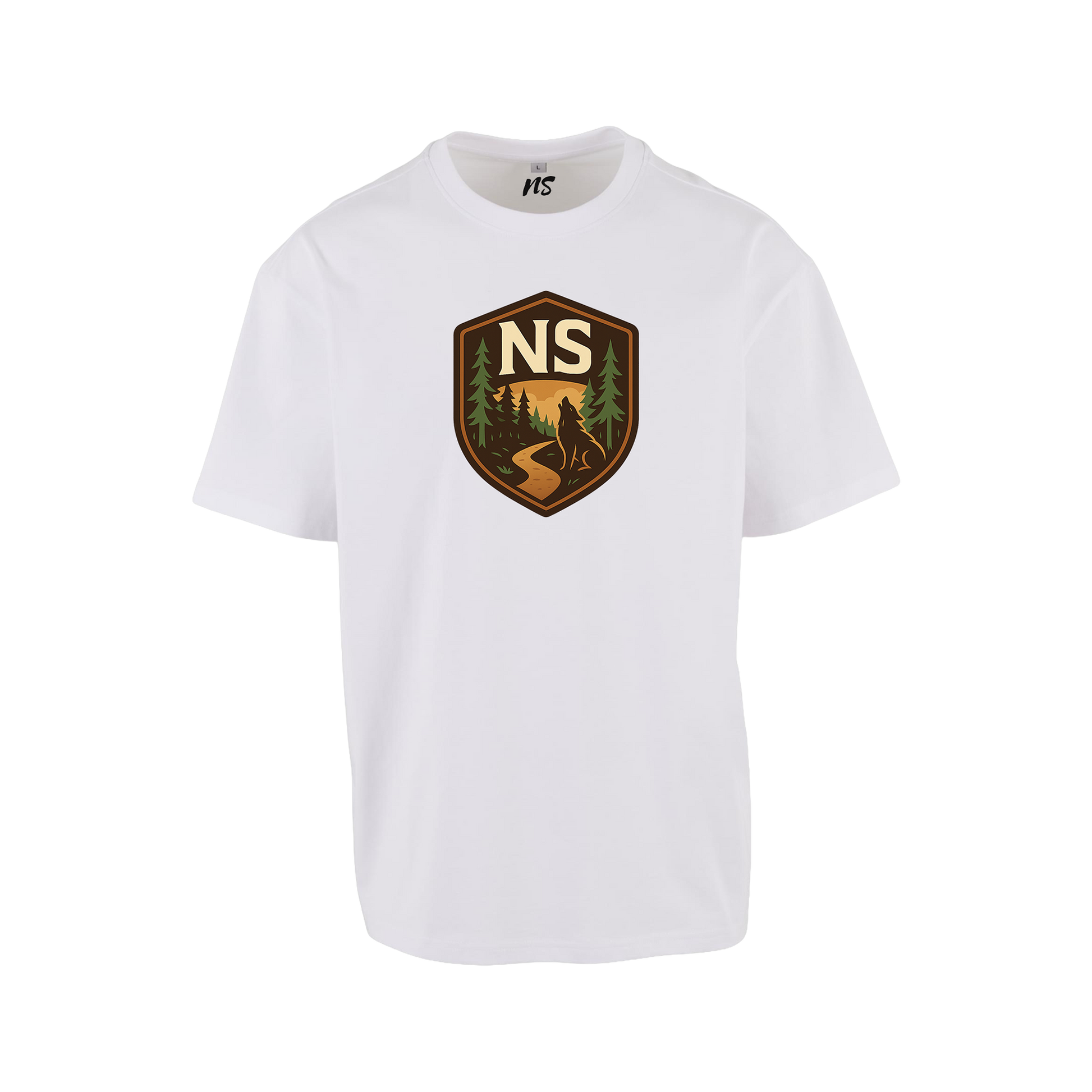NS Howl Loose T-shirt i Snow – fram med vargtryck