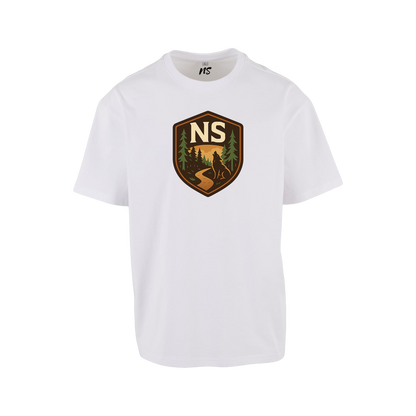 NS Howl Loose T-shirt i Snow – fram med vargtryck